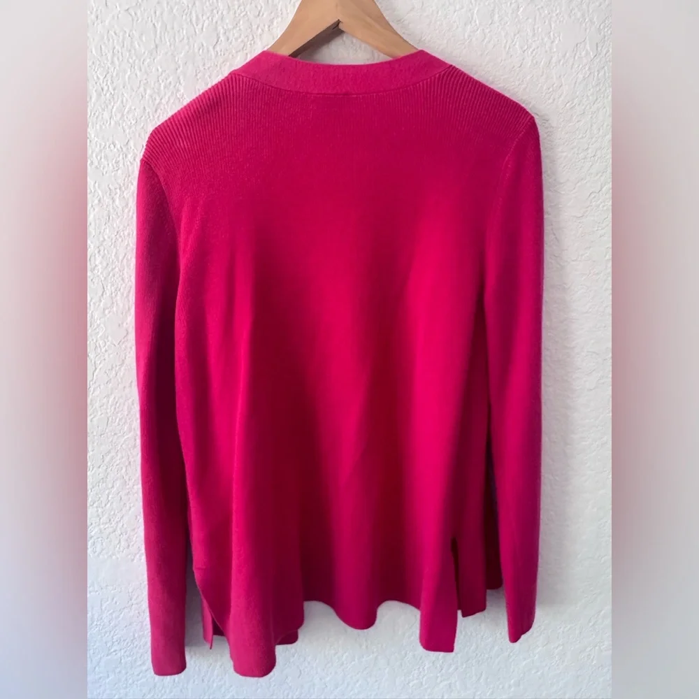 Talbots Pink Fuschia Button-Up Cardigan Size Large Gold Buttons - Picture 2 of 8